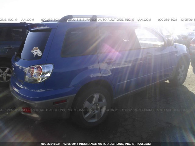 JA4LZ41GX3U051812 - 2003 MITSUBISHI OUTLANDER XLS BLUE photo 4