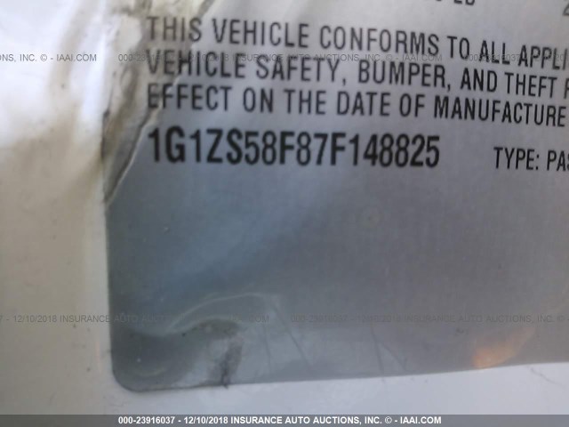 1G1ZS58F87F148825 - 2007 CHEVROLET MALIBU LS WHITE photo 9