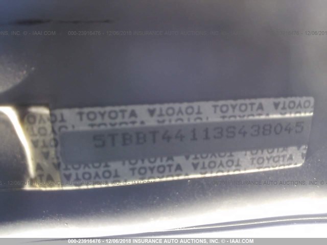 5TBBT44113S438045 - 2003 TOYOTA TUNDRA ACCESS CAB SR5 SILVER photo 9
