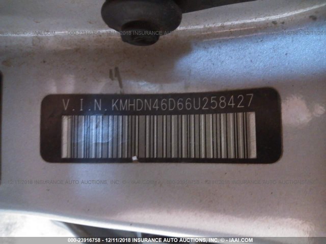 KMHDN46D66U258427 - 2006 HYUNDAI ELANTRA GLS/GT/LIMITED GRAY photo 9