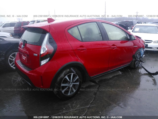 JTDKDTB30J1606903 - 2018 TOYOTA PRIUS C RED photo 4