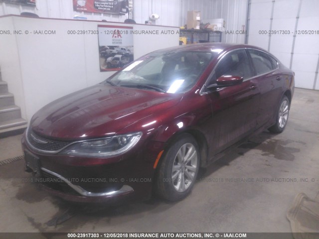 1C3CCCAB2FN539399 - 2015 CHRYSLER 200 LIMITED MAROON photo 2