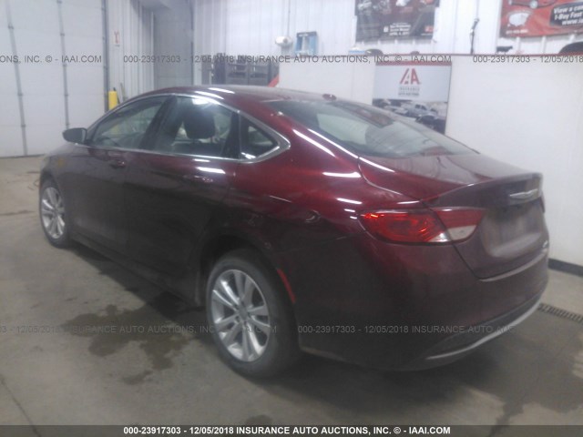 1C3CCCAB2FN539399 - 2015 CHRYSLER 200 LIMITED MAROON photo 3