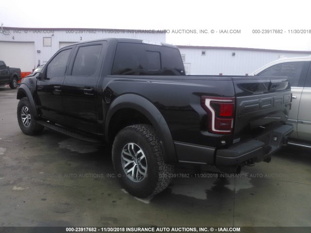 1FTFW1RG0HFC34713 - 2017 FORD F150 RAPTOR BLACK photo 3