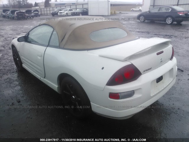 4A3AE85H62E098425 - 2002 MITSUBISHI ECLIPSE SPYDER GT WHITE photo 3