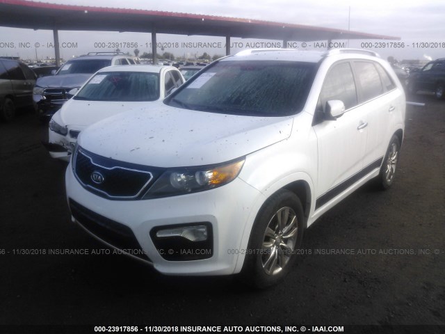 5XYKW4A29BG146683 - 2011 KIA SORENTO SX WHITE photo 2