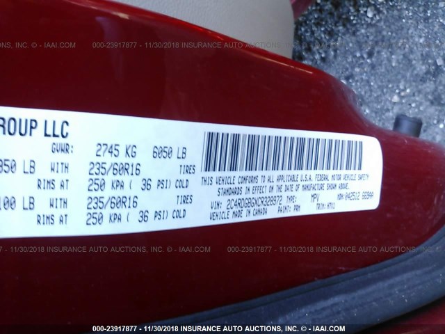 2C4RDGBGXCR328972 - 2012 DODGE GRAND CARAVAN SE RED photo 9