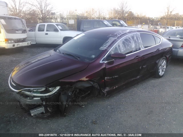 1C3CCCAB9GN143379 - 2016 CHRYSLER 200 BURGUNDY photo 2