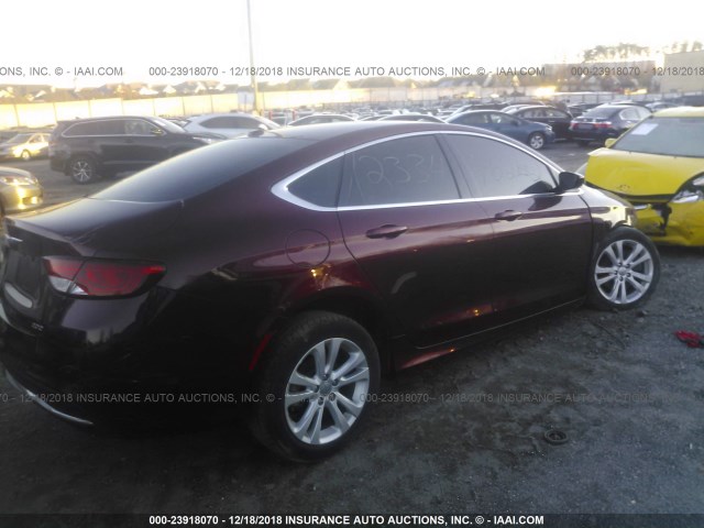 1C3CCCAB9GN143379 - 2016 CHRYSLER 200 BURGUNDY photo 4