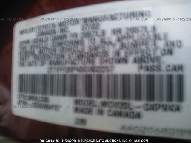 2T1FF28P43C602237 - 2003 TOYOTA CAMRY SOLARA SE/SLE Qırmızı foto 9