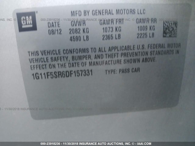 1G11F5SR6DF157331 - 2013 CHEVROLET MALIBU 2LT SILVER photo 9