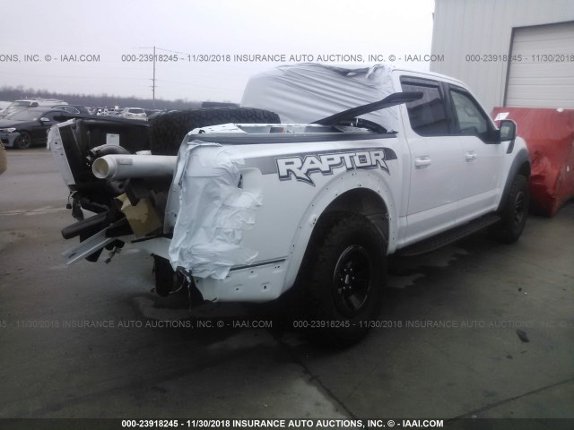 1FTFW1RG9JFB72928 - 2018 FORD F150 RAPTOR WHITE photo 4