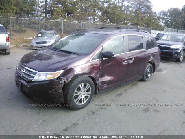 5FNRL5H62BB052321 - 2011 HONDA ODYSSEY EXL MAROON photo 2