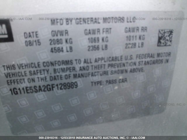 1G11E5SA2GF128989 - 2016 CHEVROLET MALIBU LIMITED LTZ Gümüş foto 9