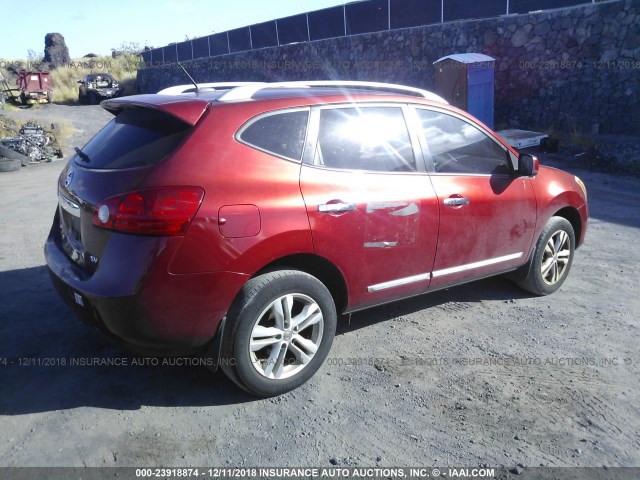 JN8AS5MT4CW290586 - 2012 NISSAN ROGUE S/SV RED photo 4