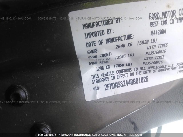 2FMDA58244BB01026 - 2004 FORD FREESTAR LIMITED BROWN photo 9