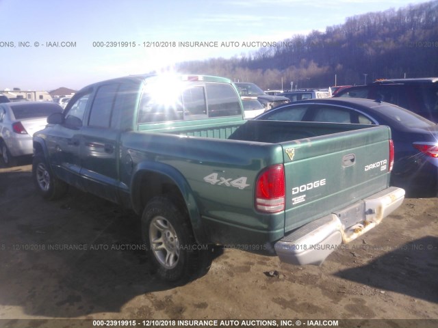 1D7HG48XX3S164362 - 2003 DODGE DAKOTA QUAD SLT GREEN photo 3