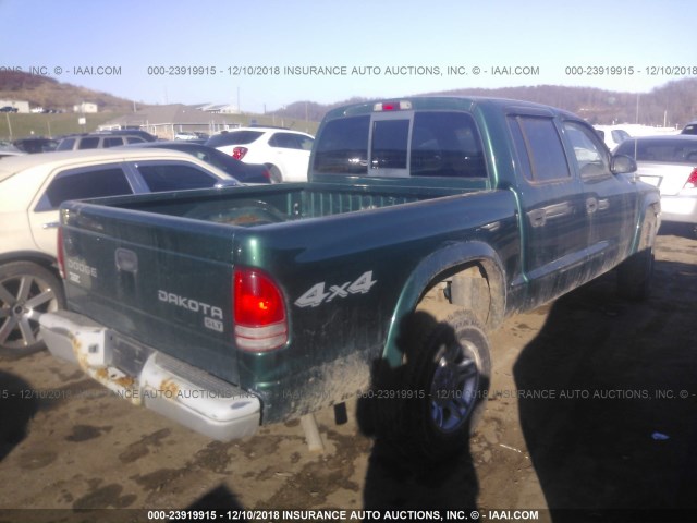 1D7HG48XX3S164362 - 2003 DODGE DAKOTA QUAD SLT GREEN photo 4