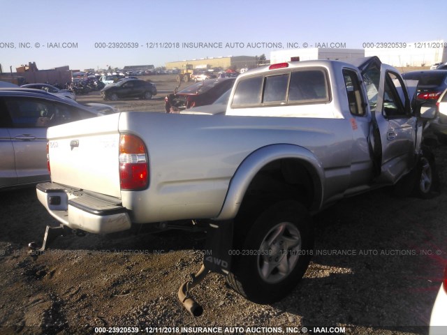 5TEWN72N84Z347837 - 2004 TOYOTA TACOMA XTRACAB SILVER photo 4