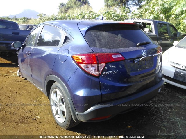 3CZRU5H57HG706716 - 2017 HONDA HR-V EX BLUE photo 3