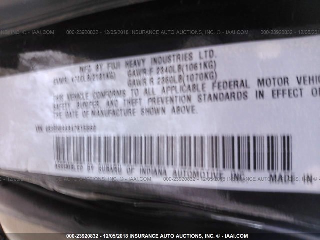 4S3BH896847615660 - 2004 SUBARU LEGACY OUTBACK H6 3.0 VDC BLACK photo 9