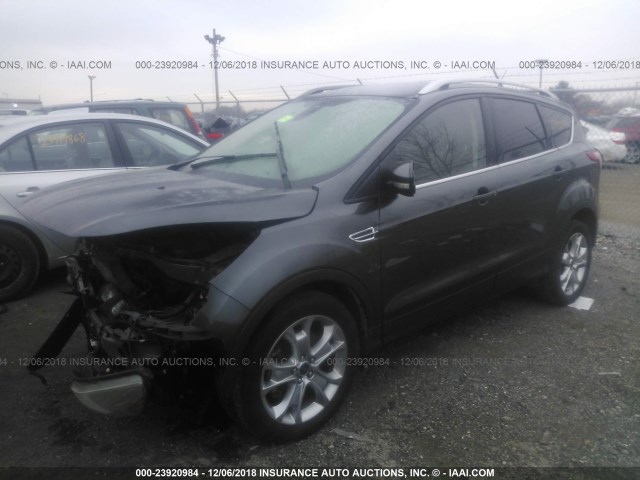 1FMCU9JX3FUB01127 - 2015 FORD ESCAPE TITANIUM GRAY photo 2