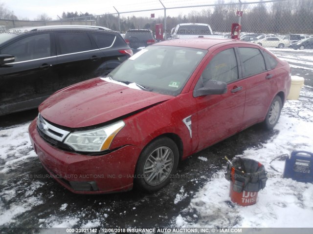 1FAHP35N48W299656 - 2008 FORD FOCUS SE/SEL/SES RED photo 2