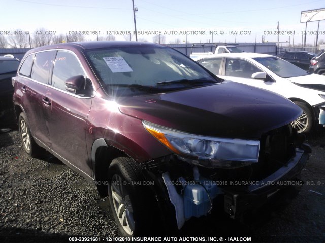 5TDZKRFH8FS094430 - 2015 TOYOTA HIGHLANDER LE/LE PLUS MAROON photo 1