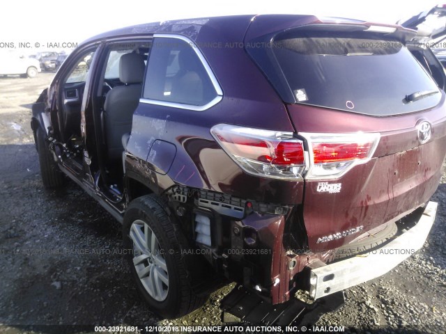 5TDZKRFH8FS094430 - 2015 TOYOTA HIGHLANDER LE/LE PLUS MAROON photo 3