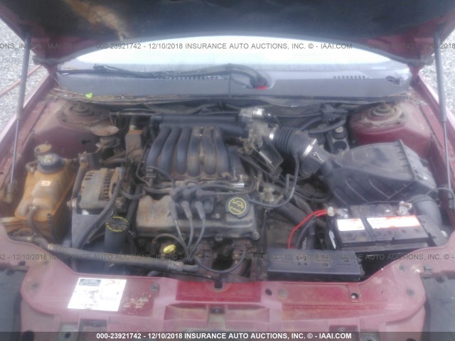 1FAFP55282G265424 - 2002 FORD TAURUS SES MAROON photo 10