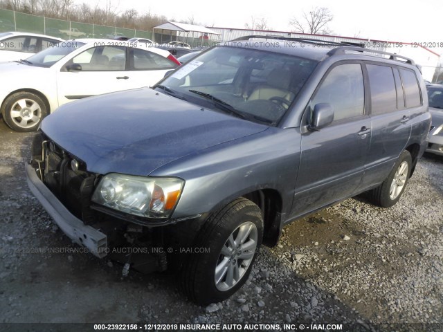 JTEEW21A060010278 - 2006 TOYOTA HIGHLANDER HYBRID BLUE photo 2