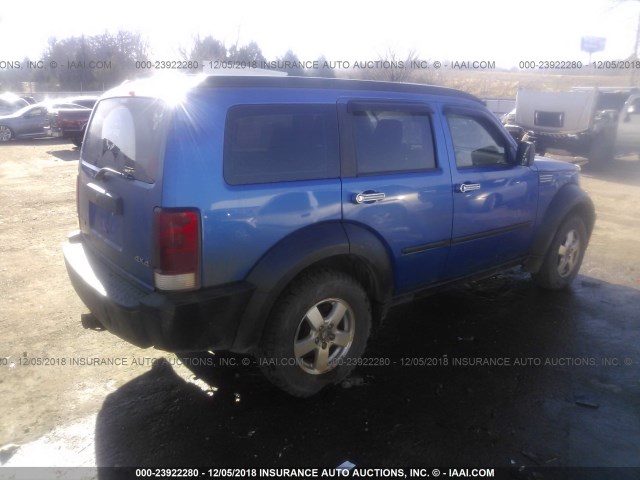 1D8GU28KX7W616592 - 2007 DODGE NITRO SXT BLUE photo 4