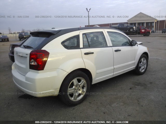 1B3HB48B97D428311 - 2007 DODGE CALIBER SXT WHITE photo 4