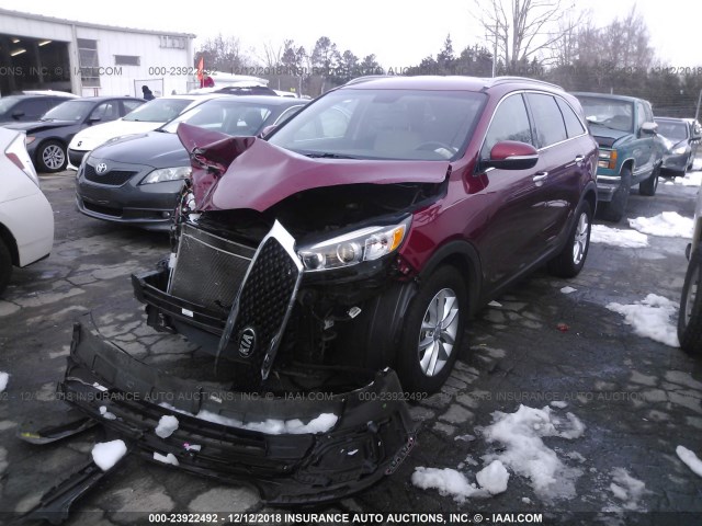 5XYPG4A34GG069871 - 2016 KIA SORENTO LX/L RED photo 2