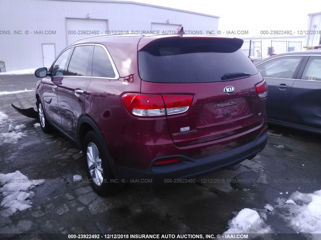 5XYPG4A34GG069871 - 2016 KIA SORENTO LX/L RED photo 3