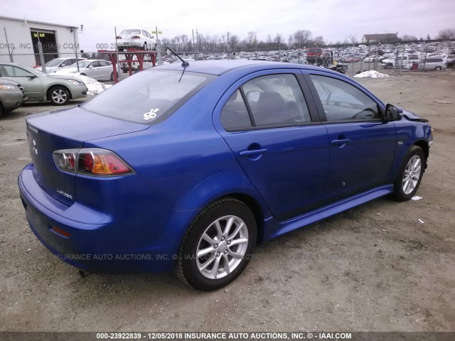 JA32U2FU0FU024785 - 2015 MITSUBISHI LANCER ES BLUE photo 4