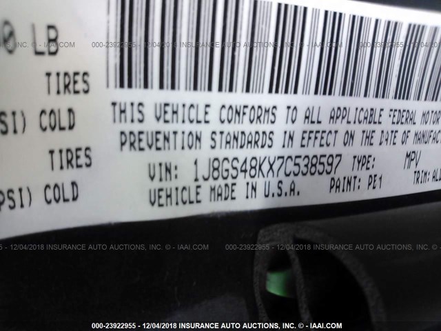 1J8GS48KX7C538597 - 2007 JEEP GRAND CHEROKEE LAREDO/COLUMBIA/FREEDOM 蓝色 照片 9