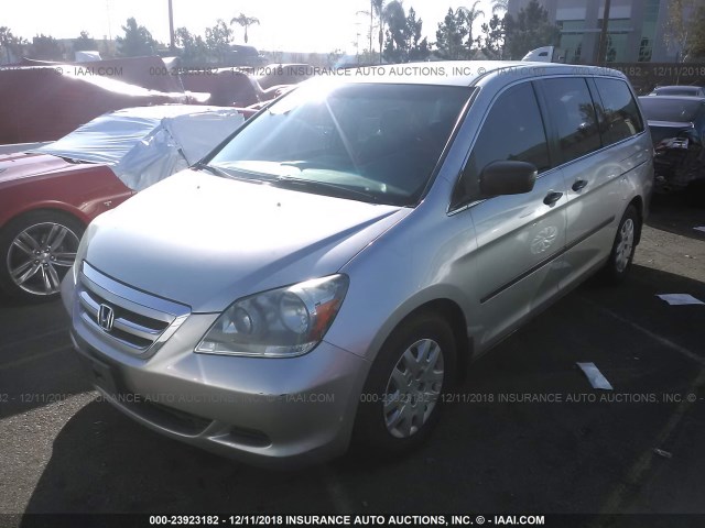 5FNRL38277B107600 - 2007 HONDA ODYSSEY LX SILVER photo 2