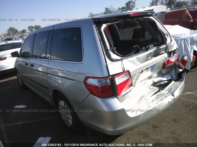 5FNRL38277B107600 - 2007 HONDA ODYSSEY LX SILVER photo 3