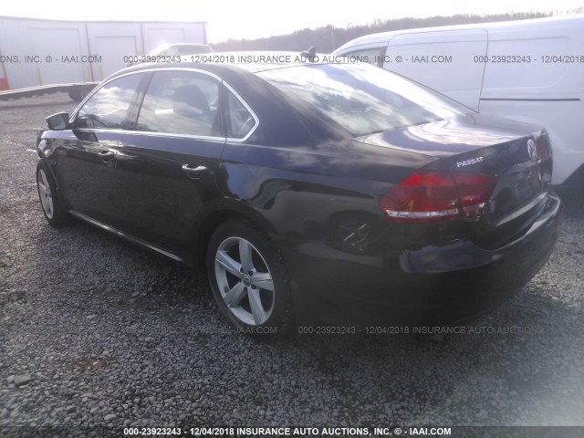 1VWBP7A36DC111451 - 2013 VOLKSWAGEN PASSAT SE BLACK photo 3