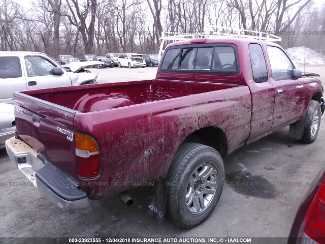 4TAWM72N3XZ528262 - 1999 TOYOTA TACOMA XTRACAB RED photo 4