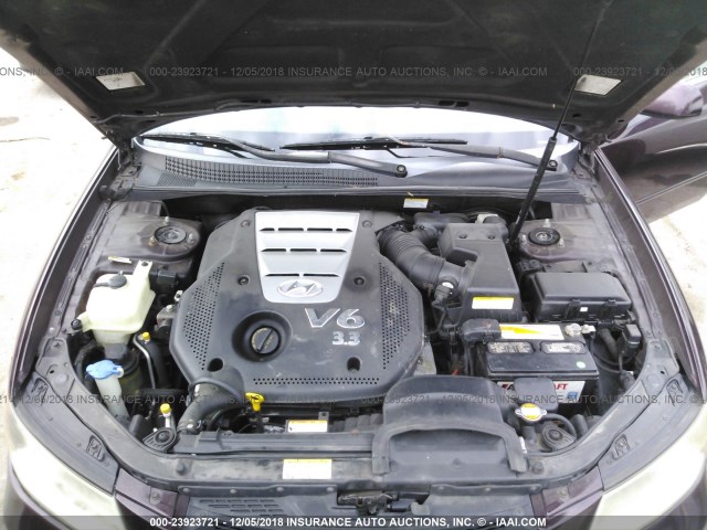 5NPEU46F66H087024 - 2006 HYUNDAI SONATA GLS/LX PURPLE photo 10