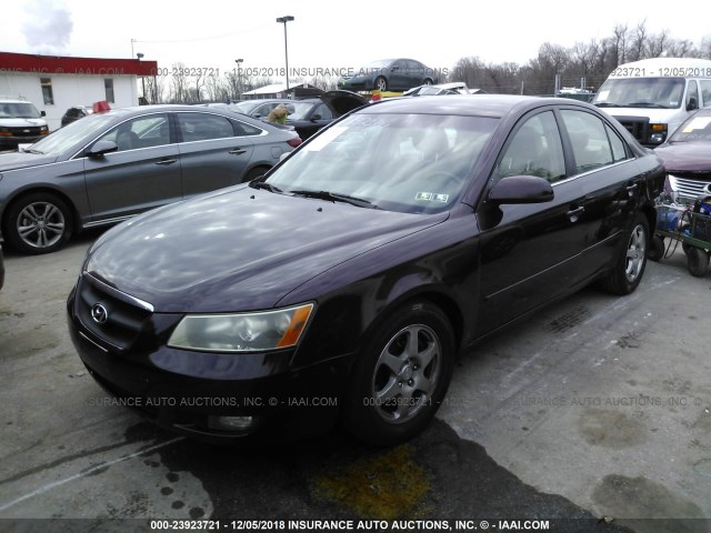 5NPEU46F66H087024 - 2006 HYUNDAI SONATA GLS/LX PURPLE photo 2