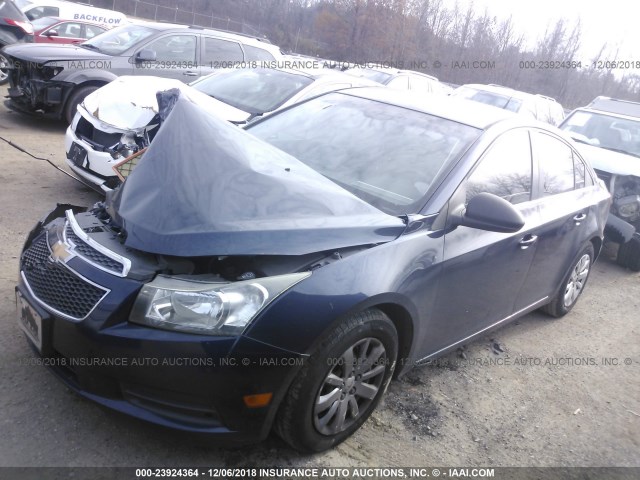 1G1PD5SH6B7168358 - 2011 CHEVROLET CRUZE LS BLUE photo 2