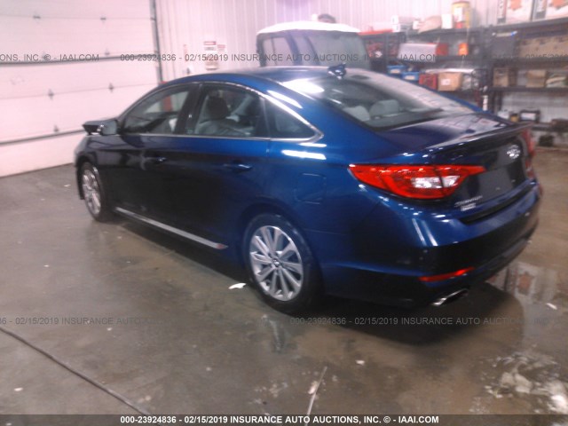 5NPE34AF5GH391621 - 2016 HYUNDAI SONATA SPORT/LIMITED BLUE photo 3