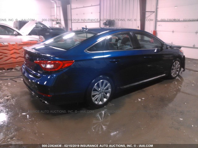 5NPE34AF5GH391621 - 2016 HYUNDAI SONATA SPORT/LIMITED BLUE photo 4