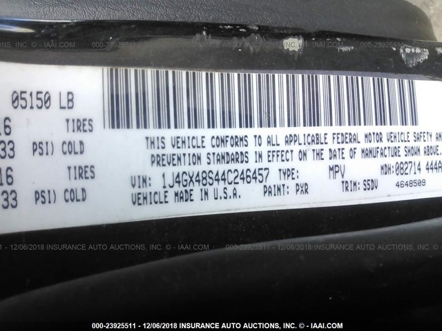 1J4GX48S44C246457 - 2004 JEEP GRAND CHEROKEE LAREDO/COLUMBIA/FREEDOM 灰色 照片 9