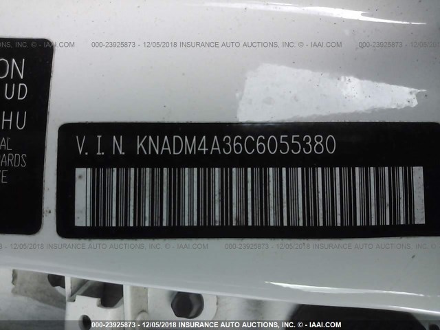 KNADM4A36C6055380 - 2012 KIA RIO WHITE photo 9