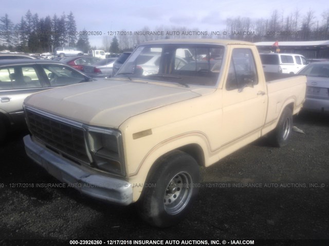 1FTCF10E9CRA08059 - 1982 FORD F100 YELLOW photo 2