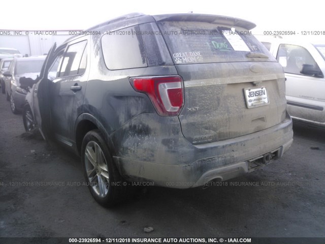 1FM5K8D84HGC47275 - 2017 FORD EXPLORER XLT GRAY photo 3